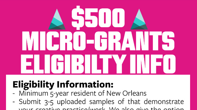 $500 Micro-grants for Creative Practice opportunity image